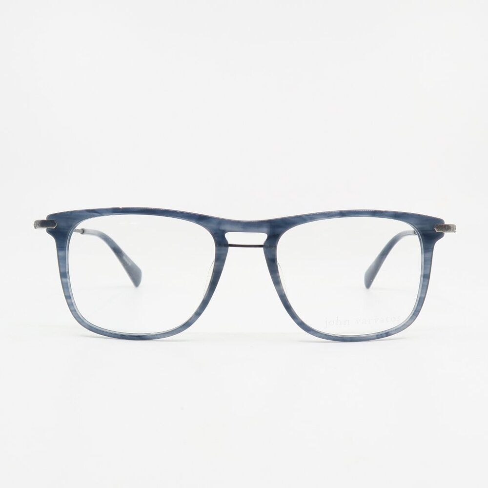 John Varvatos VJV420 52mm Blue Horn with Gunmetal Temples New Men's Eyeglasses.